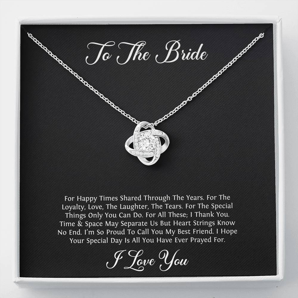 To My Bride Gifts, I Thank You, Love Knot Necklace For Women, Wedding Day Thank You Ideas From Best Friend