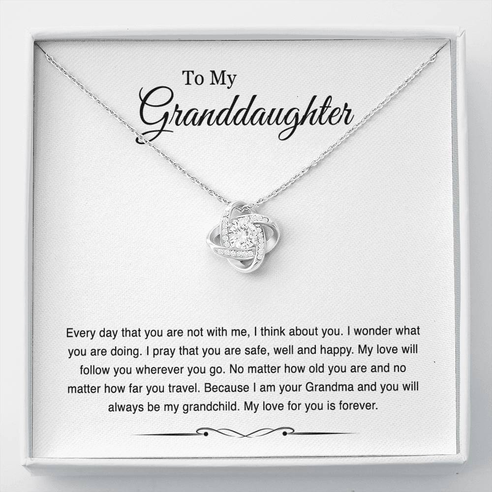 Gifts For Granddaughters, Every Day That You Are Not With Me, Love Knot Necklace For Women, Birthday Jewelry From Grandmother Grandfather