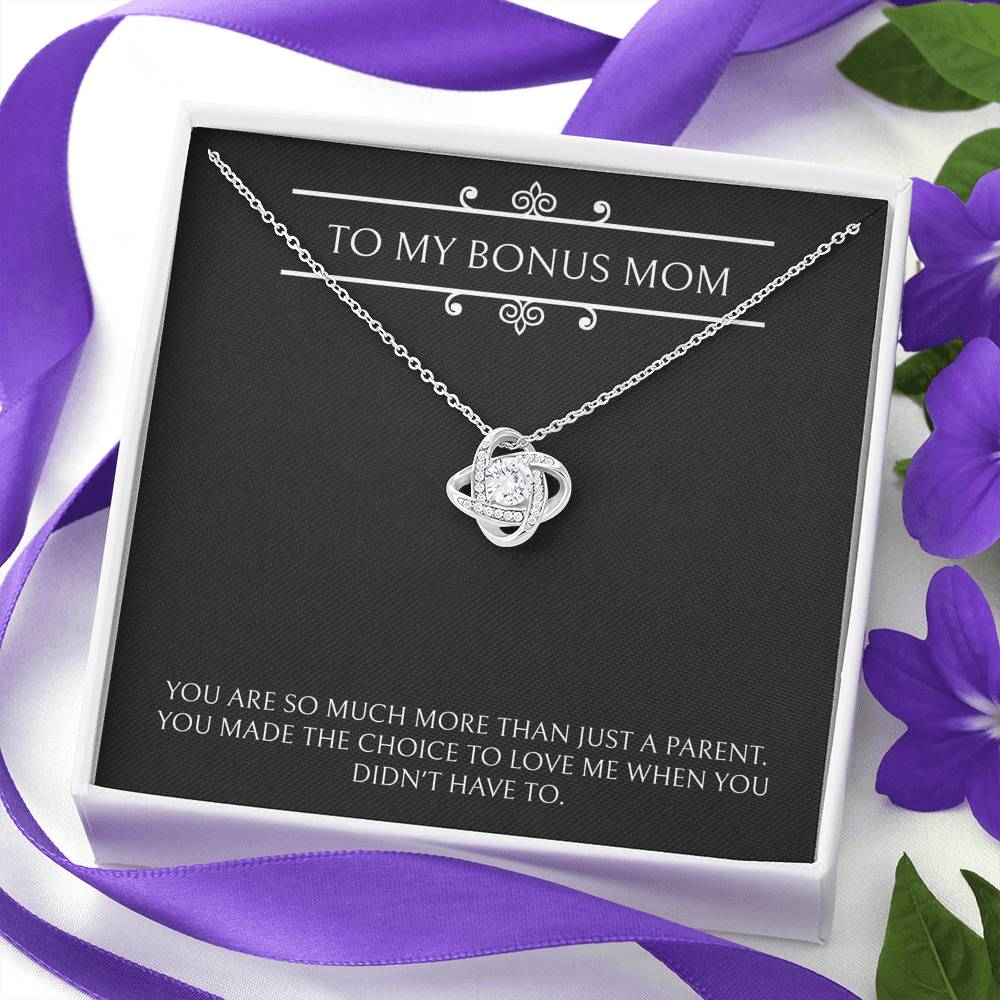 To My Bonus Mom Gifts, More Than Just A Parent, Love Knot Necklace For Women, Birthday Mothers Day Present From Bonus Daughter