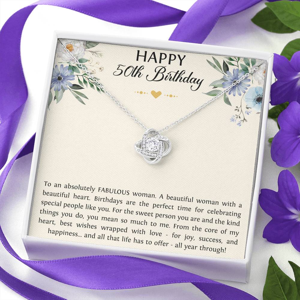 Mom Love Knot Necklace - To A Fabulous Woman | 50th Birthday Gift