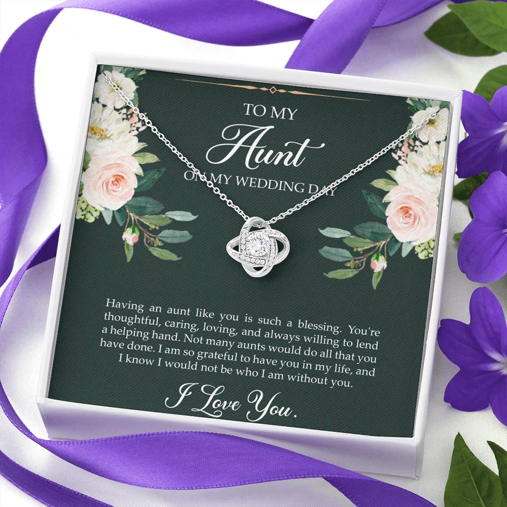 Aunt of the Bride Gifts, I Am So Grateful To Have You, Love Knot Necklace For Women, Wedding Day Thank You Ideas From Bride