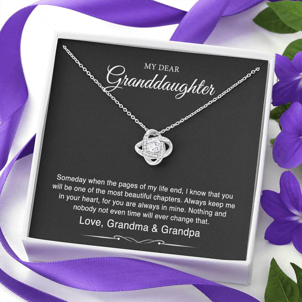 To My Granddaughter Gifts From Grandma Grandpa, Someday When The Pages Of My Life End, Love Knot Necklace For Women, Birthday Present Idea From Grandmother Grandfather
