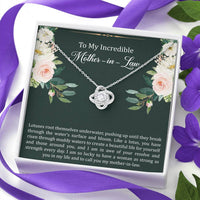 Load image into Gallery viewer, To My Mother-in-Law Gifts, Like A Lotus , Love Knot Necklace For Women, Birthday Mothers Day Present From Daughter-in-law
