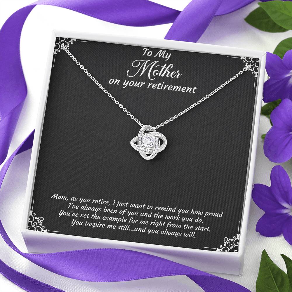 Mom Retirement Gifts, As You Retire, Happy Retirement Love Knot Necklace For Women, Retirement Party Favor From Daughter Son