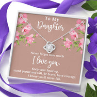 Load image into Gallery viewer, To My Daughter Gifts, Never Forget How Much I Love You, Love Knot Necklace For Women, Birthday Present Ideas From Mom Dad
