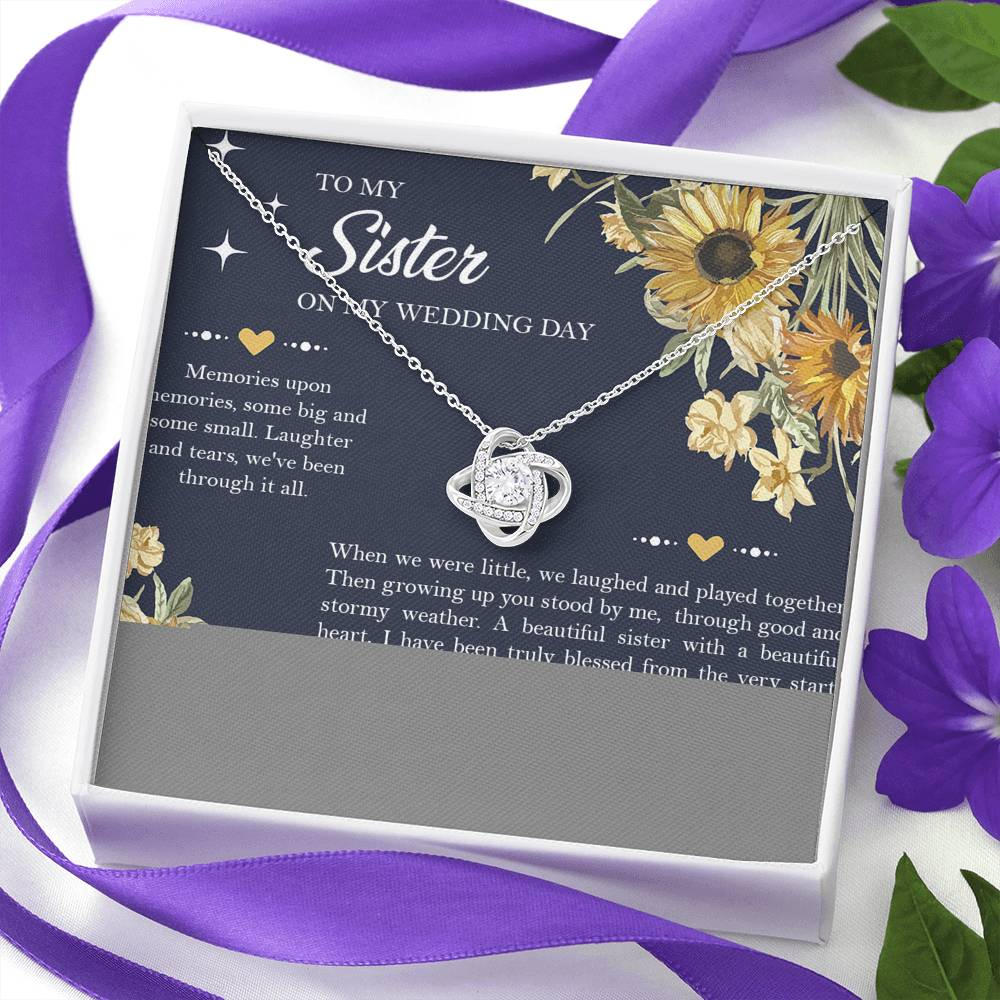 Sister of the Bride Gifts, I'll Always Be Your Sister, Love Knot Necklace For Women, Wedding Day Thank You Ideas From Bride