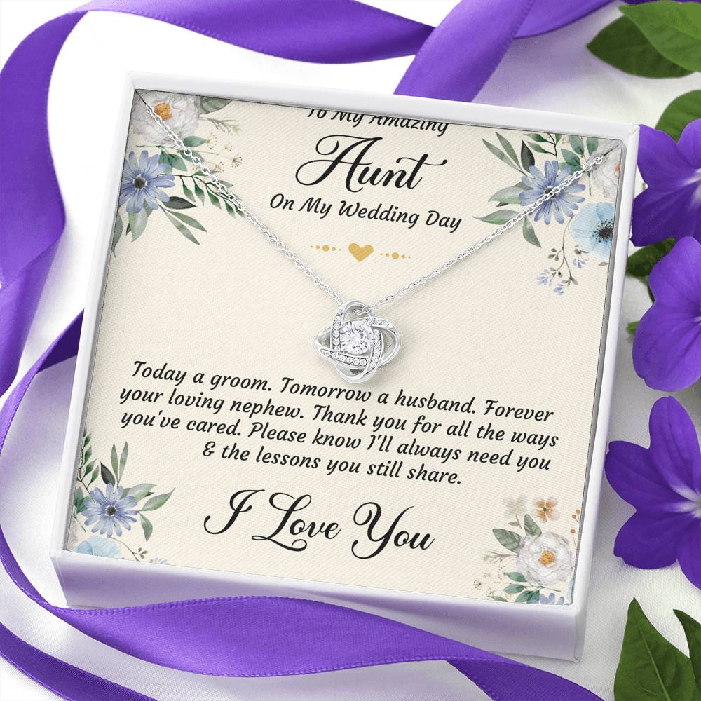 Aunt of the Groom Gifts, Forever Your Nephew, Love Knot Necklace For Women, Wedding Day Thank You Ideas From Groom