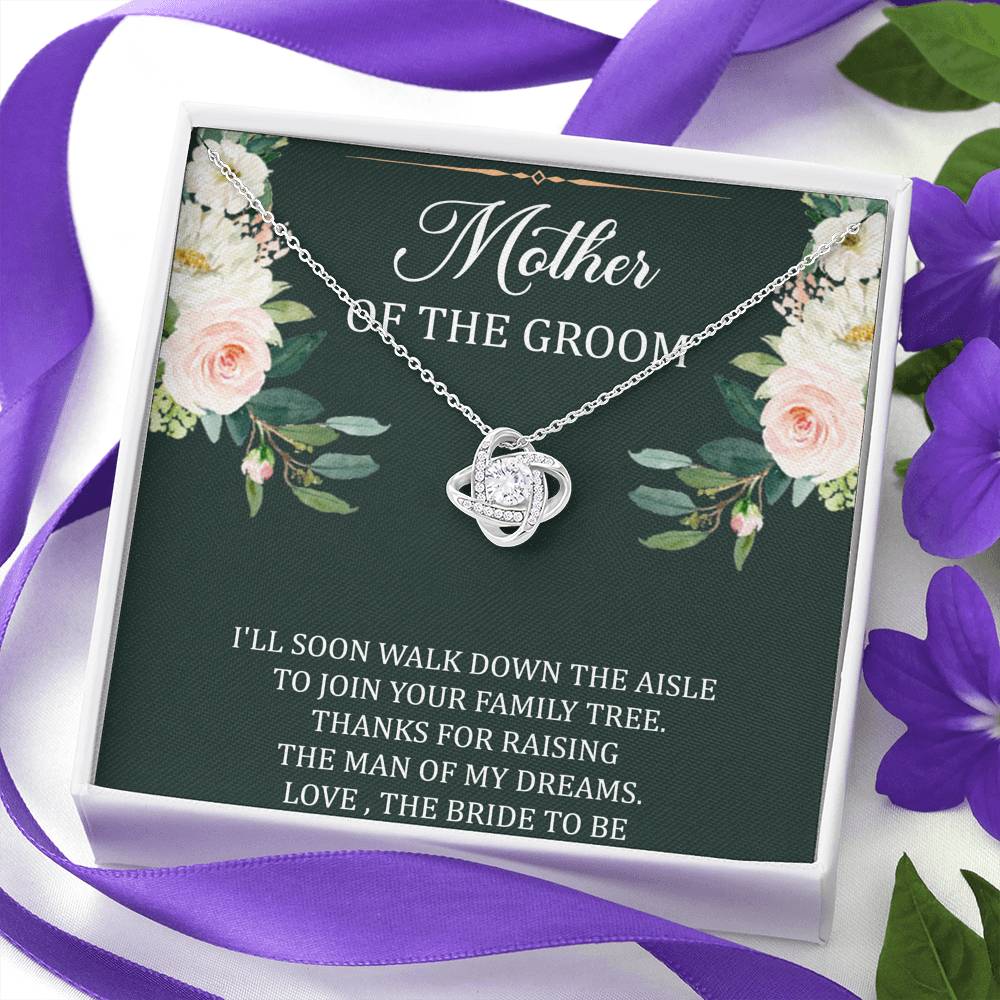 To My Mom of the Bride Gifts, I'll Soon Walk Down The Aisle, Love Knot Necklace For Women, Wedding Day Thank You Ideas From Groom