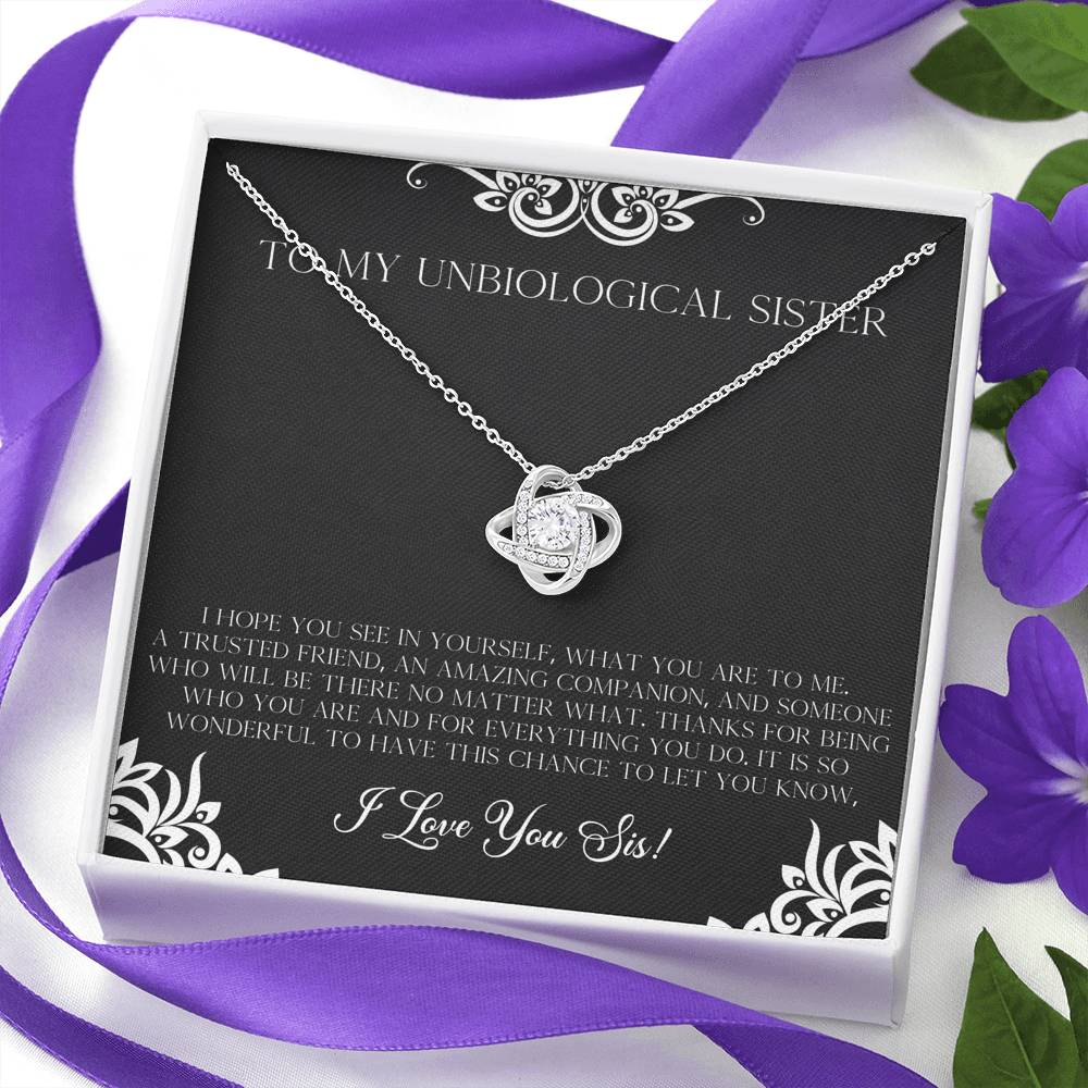 To My Unbiological Sister Gifts, I Hope You See in Yourself, Love Knot Necklace For Women, Birthday Present Idea From Sister-in-law