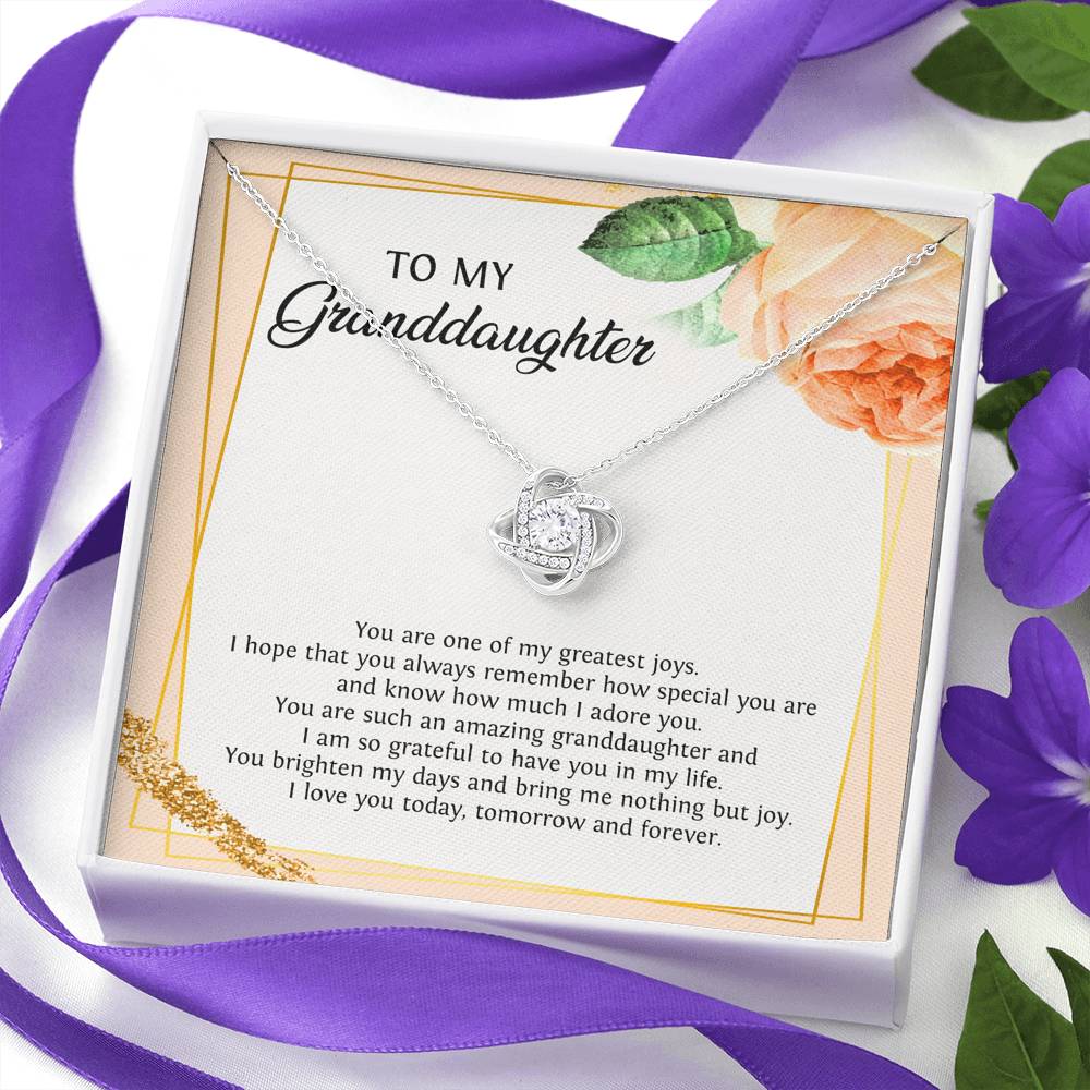 To My Granddaughter Gifts, You Are One Of My Greatest Joys, Love Knot Necklace For Women, Birthday Present Idea From Grandma Grandpa