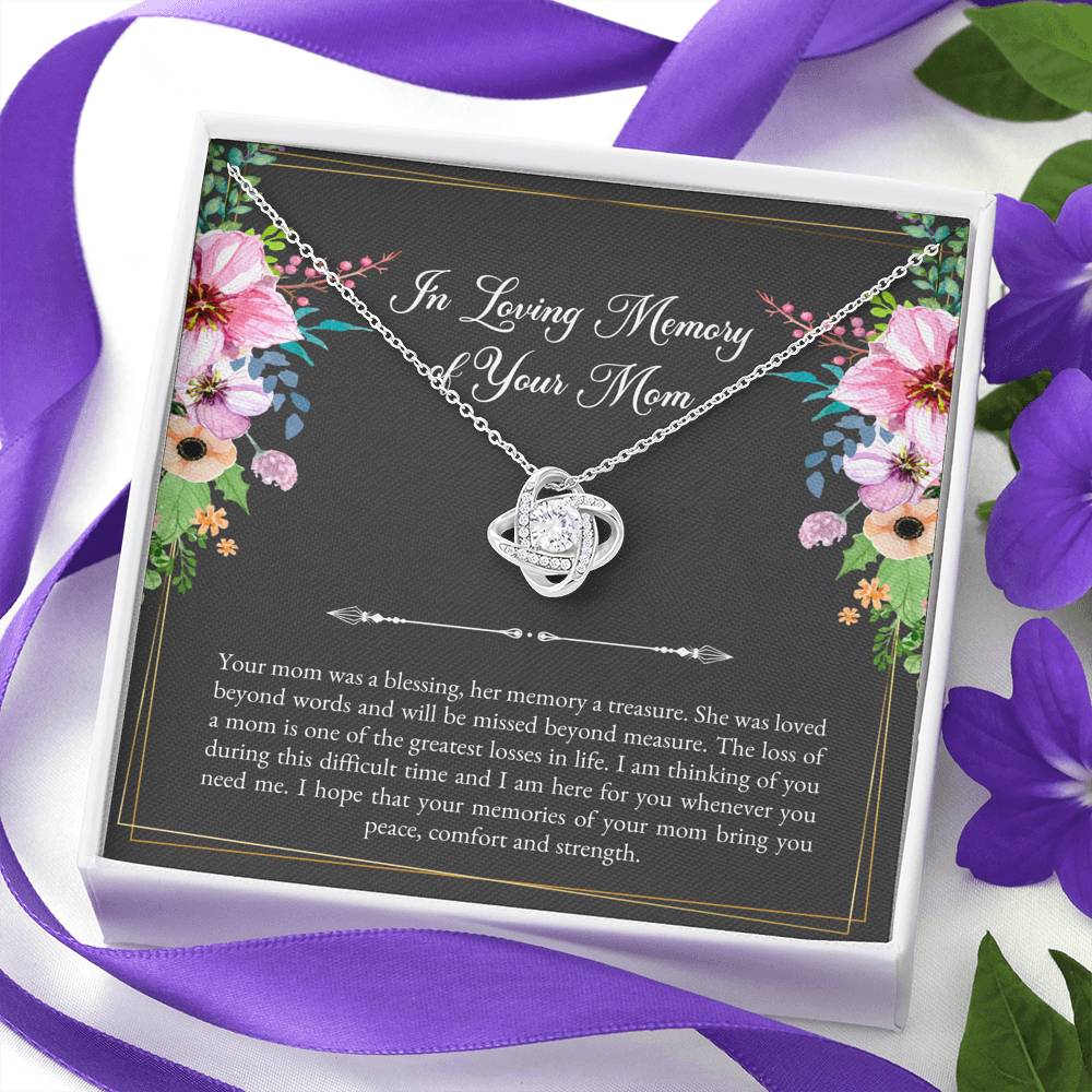 Loss of Mom Gifts, In Loving Memory, Sympathy Love Knot Necklace For Loss of Mom, Memorial Sorry For Your Loss Present