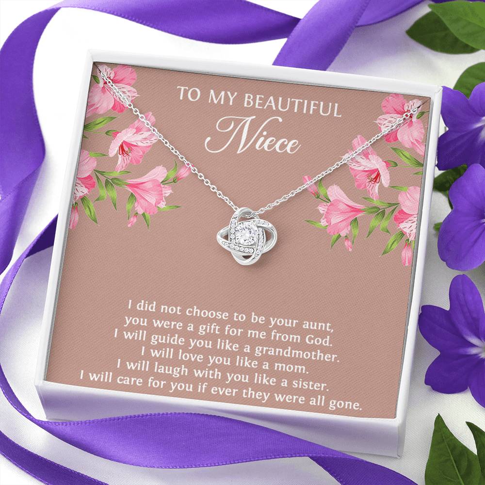 To My Niece  Gifts, You Were A Gift For Me From God, Love Knot Necklace For Women, Birthday Present Idea From Aunt