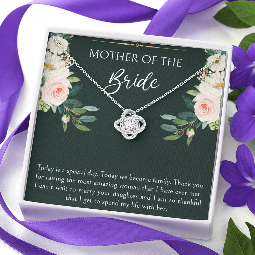 Mom of the Bride Gifts, Today We Become Family, Love Knot Necklace For Women, Wedding Day Thank You Ideas From Groom