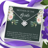 Load image into Gallery viewer, Mom of the Bride Gifts, Today We Become Family, Love Knot Necklace For Women, Wedding Day Thank You Ideas From Groom
