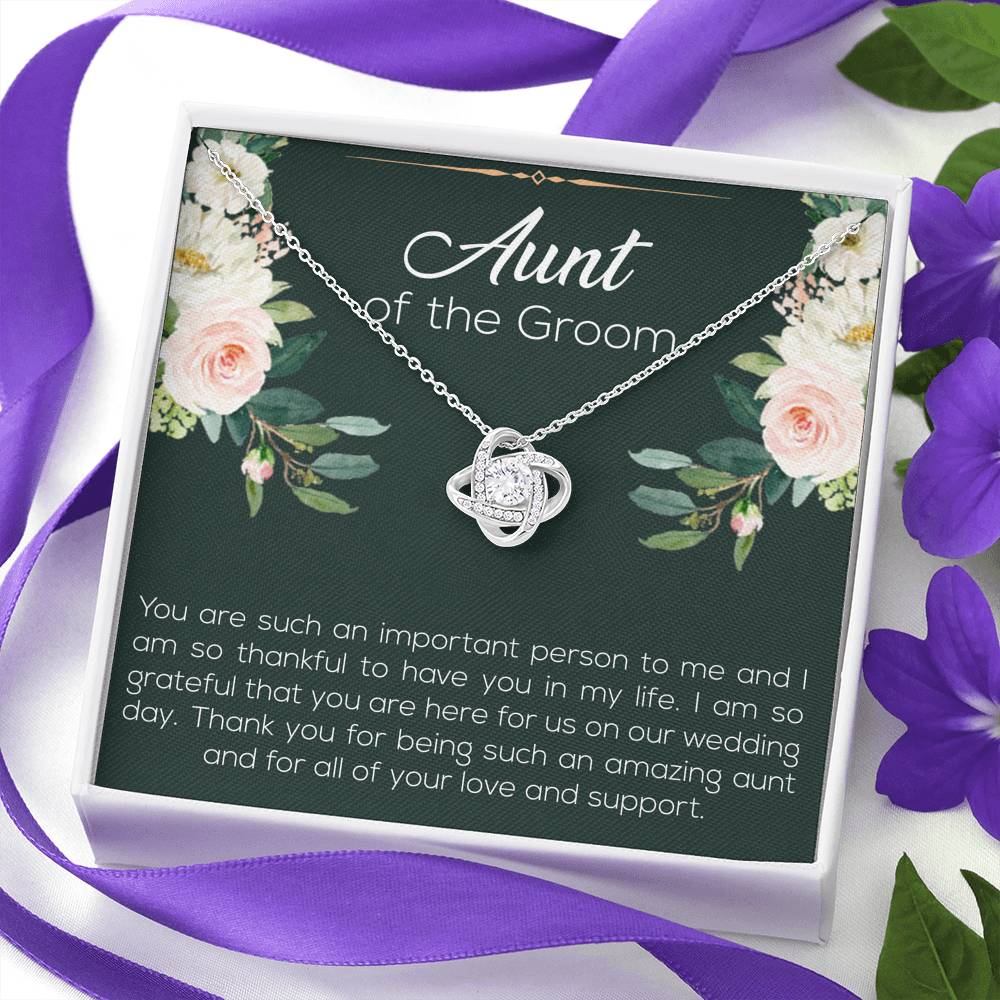 Aunt of the Groom Gifts, You're an Important Person To Me, Love Knot Necklace For Women, Wedding Day Thank You Ideas From Groom