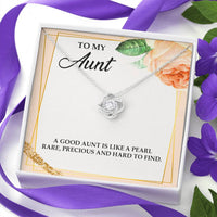 Load image into Gallery viewer, To My Aunt Gifts, A Good Aunt is Like a Pearl, Love Knot Necklace For Women, Aunt Birthday Present From Niece Nephew
