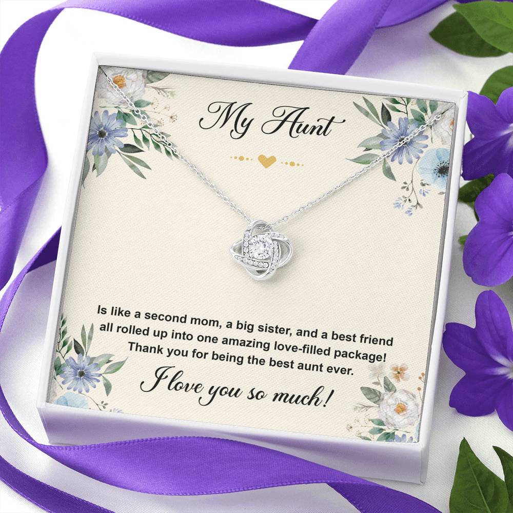 To My Aunt Gifts, Second Mom, Love Knot Necklace For Women, Aunt Birthday Present From Niece Nephew