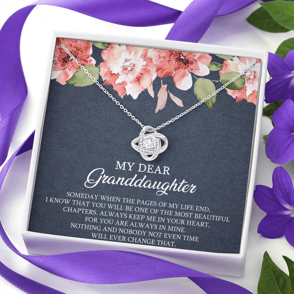 To My Granddaughter Gifts, Someday When The Pages Of My Life End, Love Knot Necklace For Women, Birthday Present Idea From Grandma Grandpa