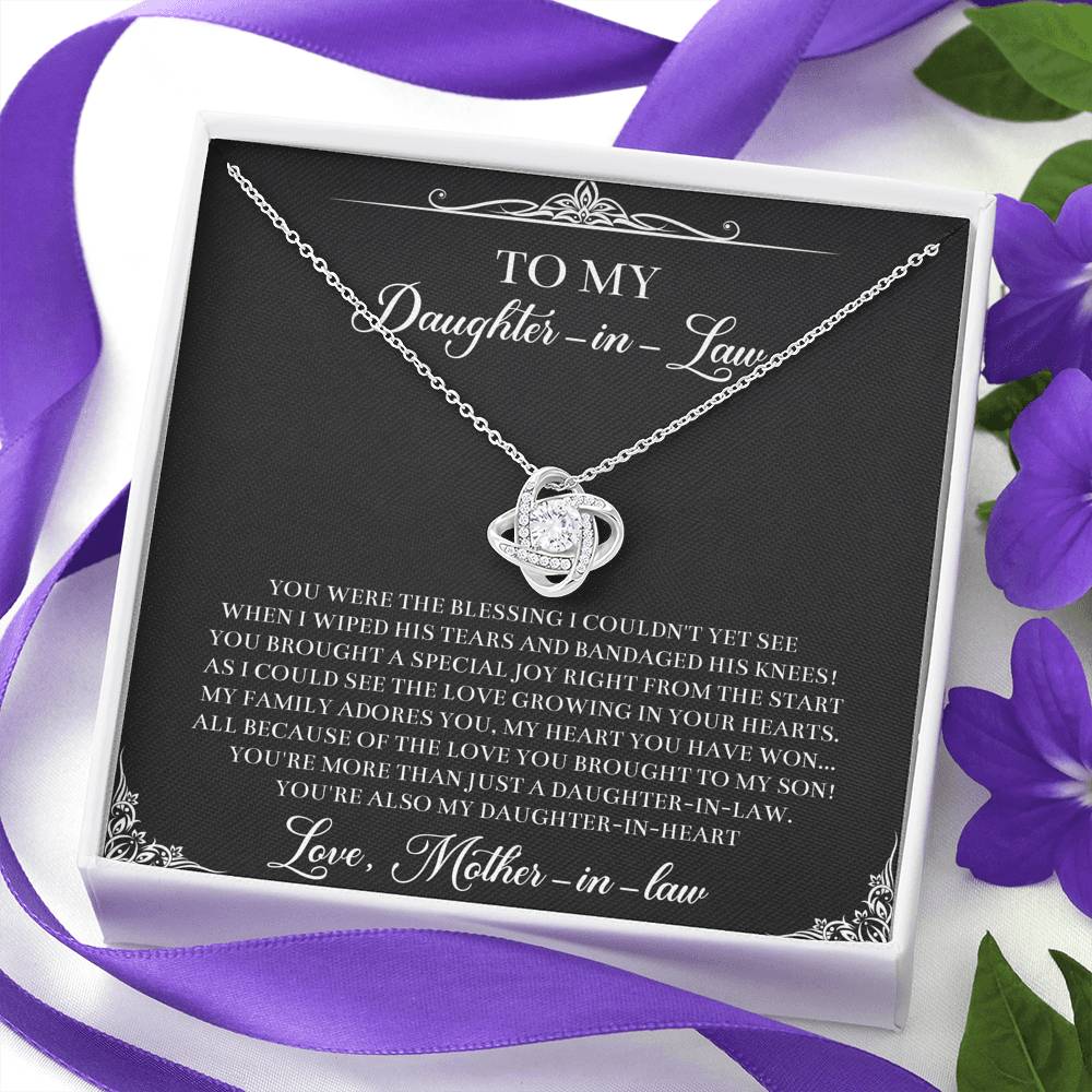 To My Daughter-in-law Gifts, The Blessing I Couldn't See, Love Knot Necklace For Women, Birthday Present Idea From Mother-in-law