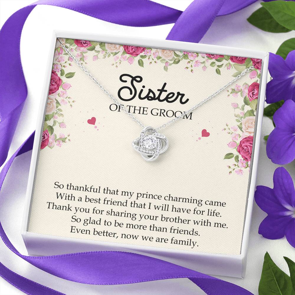 Sister Of The Groom Gifts, So Glad To Be More Than Friends, Love Knot Necklace For Women, Wedding Day Thank You Ideas From Bride