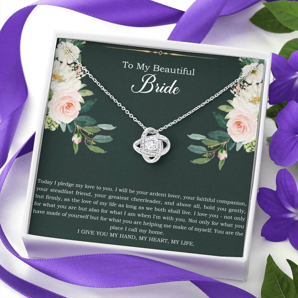 To My Bride Gifts, Today I Pledge My Love To You, Love Knot Necklace For Women, Wedding Day Thank You Ideas From Groom