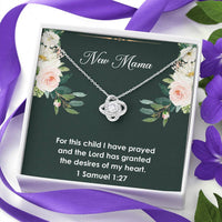 Load image into Gallery viewer, New Mom Love Knot Necklace - For This Child I Have Prayed | Pregnancy Gift
