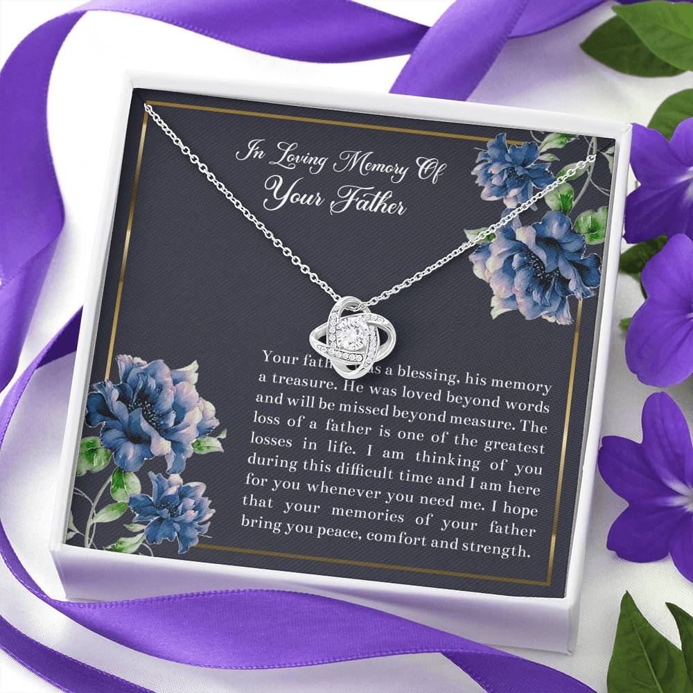 Loss of Father Gifts, In Loving Memory, Sympathy Love Knot Necklace For Loss of Father, Memorial Sorry For Your Loss Present