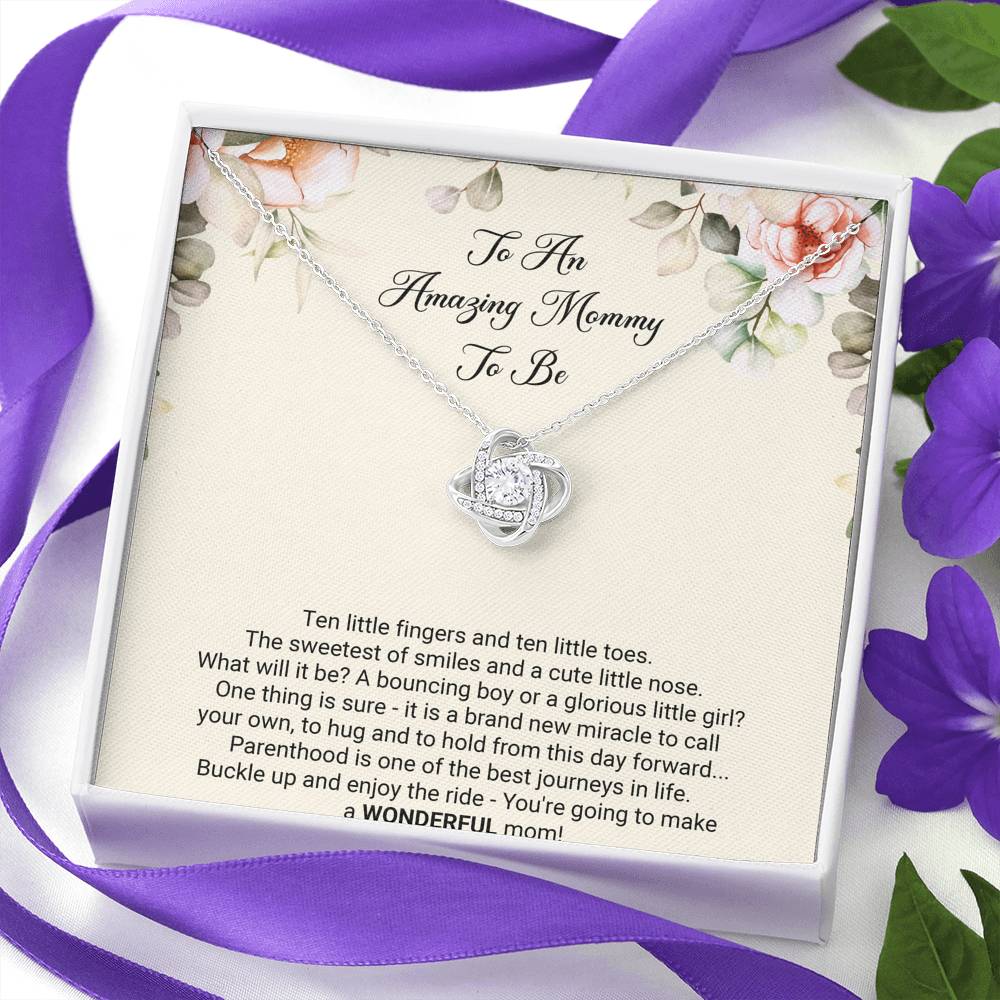Gift for Expecting Mom, Brand New Miracle, Mom to Be Love Knot Necklace For Women, Pregnancy Gift For New Mother