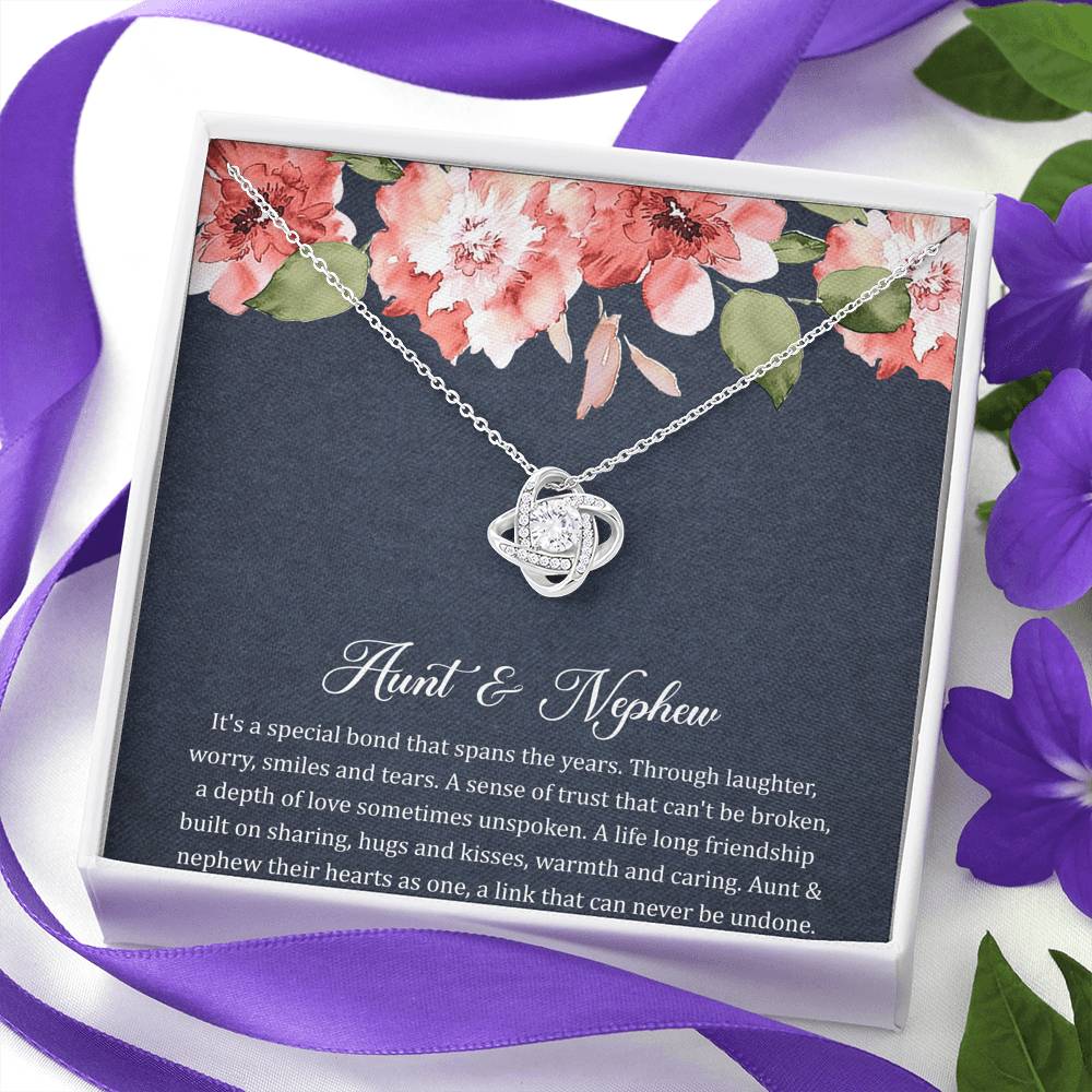To My Aunt Gifts, Aunt and Nephew Bond, Love Knot Necklace For Women, Aunt Birthday Present From Nephew