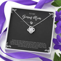 Load image into Gallery viewer, To My Bonus Mom Gifts, You Mean The World To Me , Love Knot Necklace For Women, Birthday Mothers Day Present From Bonus Daughter
