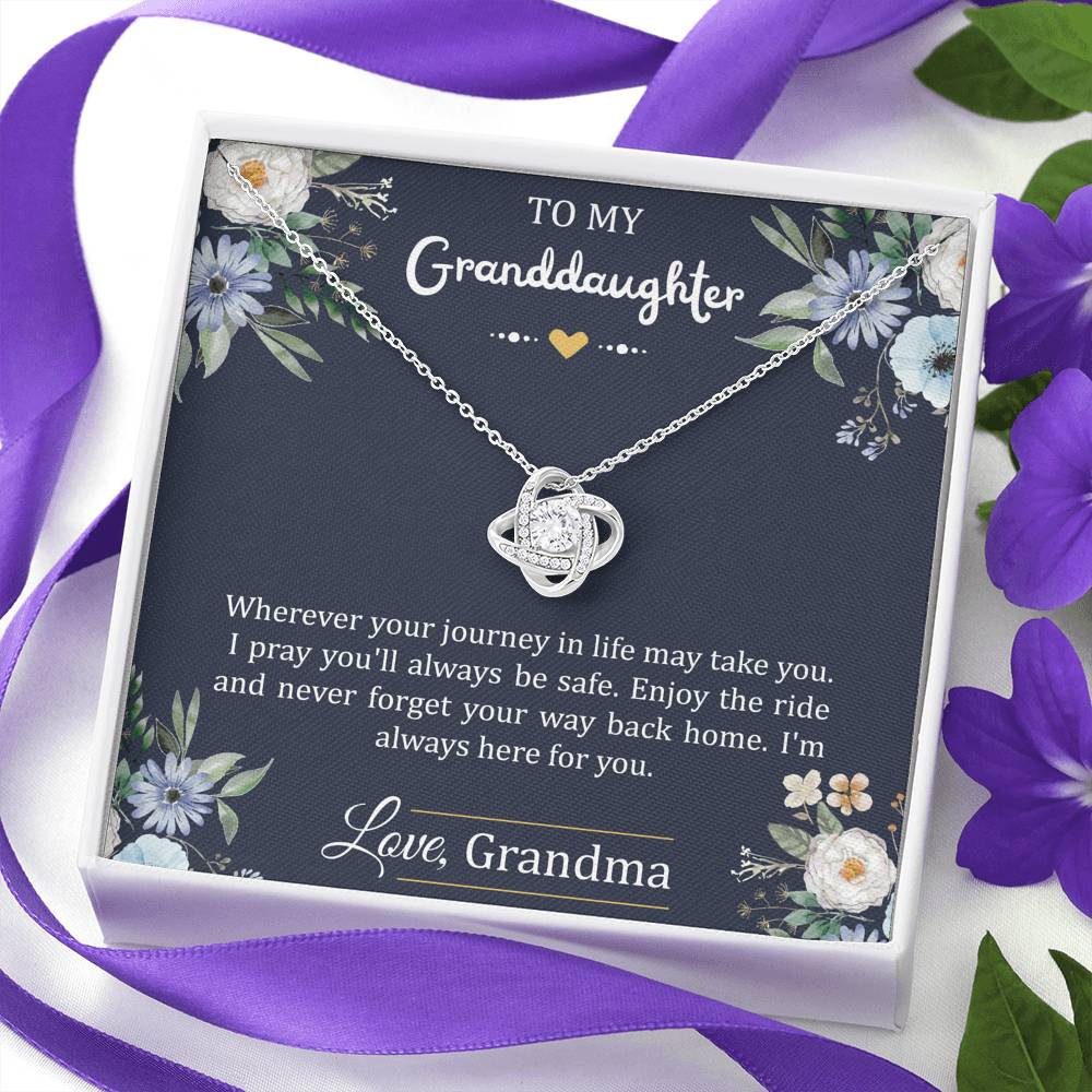 To My Granddaughter Gifts, I'm Always Here For You, Love Knot Necklace For Women, Birthday Present Idea From Grandma