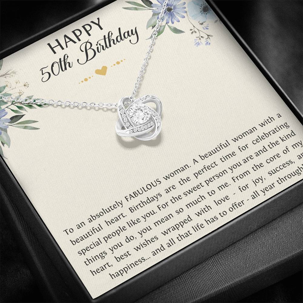 Mom Love Knot Necklace - To A Fabulous Woman | 50th Birthday Gift