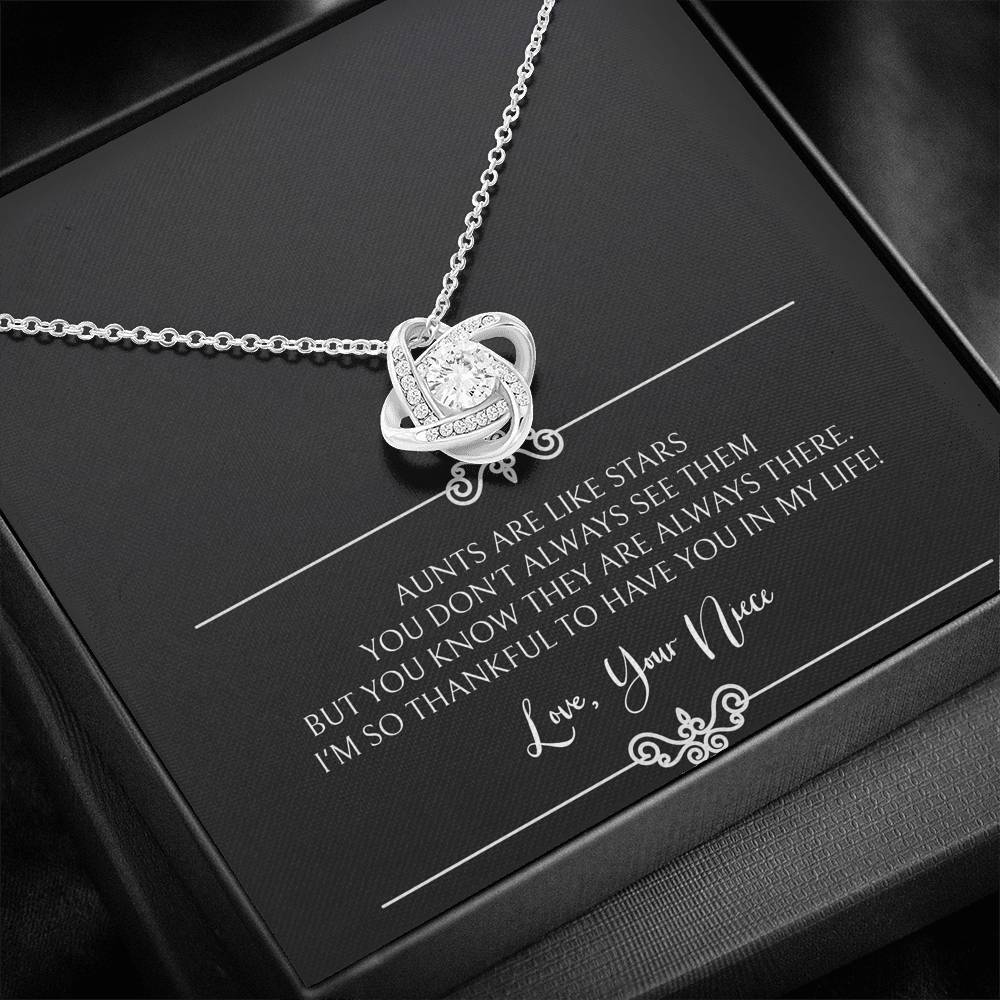 To My Aunt Gifts, Aunts Are Like Stars, Love Knot Necklace For Women, Birthday Present Idea From Niece