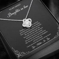 Load image into Gallery viewer, To My Daughter in Law Gifts, Thank You For The Love And Joy, Love Knot Necklace For Women, Birthday Present Idea From Mother-in-law
