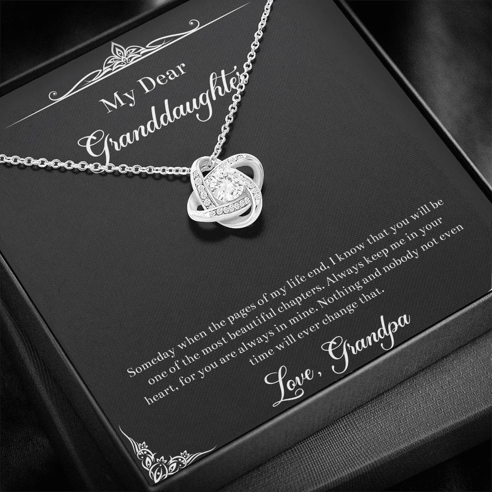 To My Granddaughter Gifts, One Of The Most Beautiful Chapters, Love Knot Necklace For Women, Birthday Present Idea From Grandpa