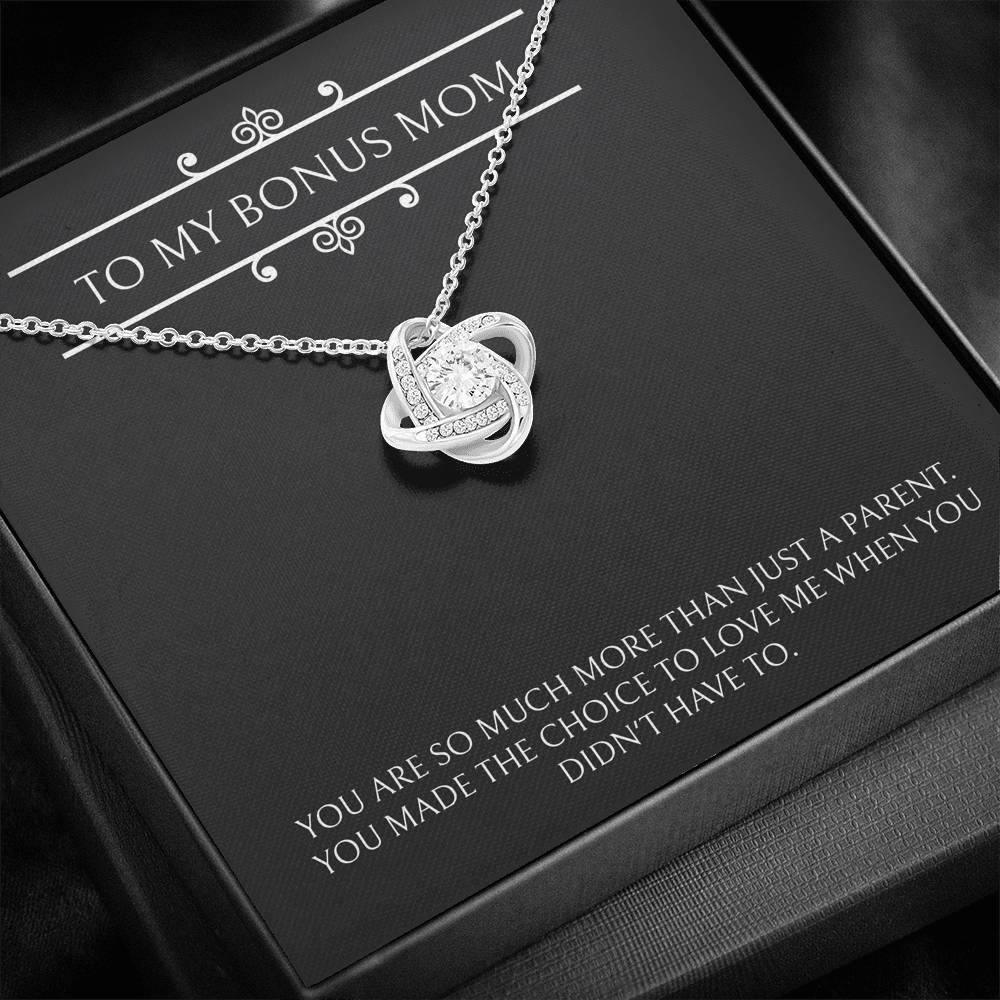 To My Bonus Mom Gifts, More Than Just A Parent, Love Knot Necklace For Women, Birthday Mothers Day Present From Bonus Daughter