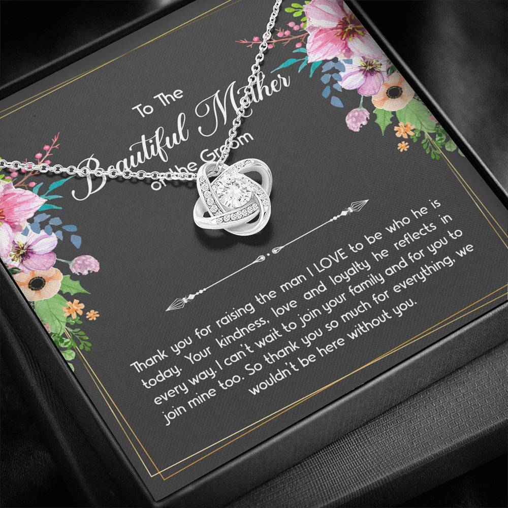 Mom Of The Groom Gifts, Thank You For Raising The Man I Love, Love Knot Necklace For Women, Wedding Day Thank You Ideas From Bride