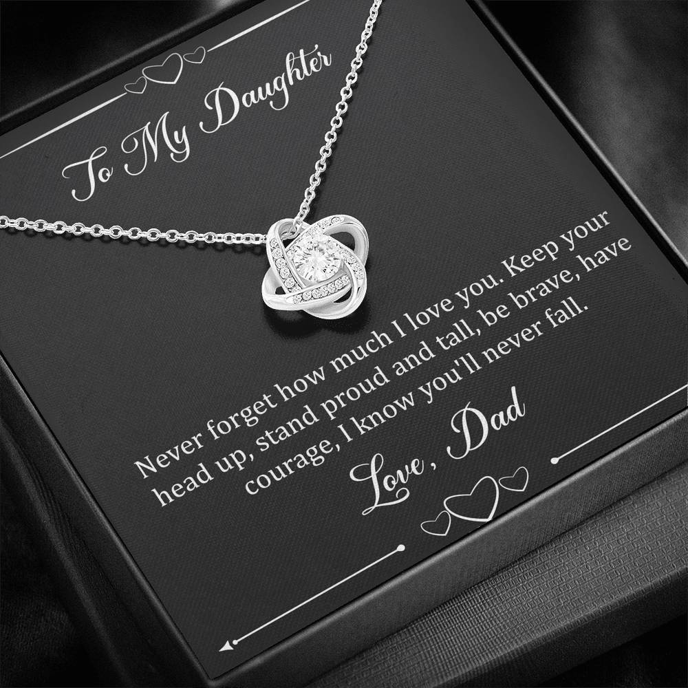 To My Daughter  Gifts, I Love You, Love Knot Necklace For Women, Birthday Present Idea From Dad