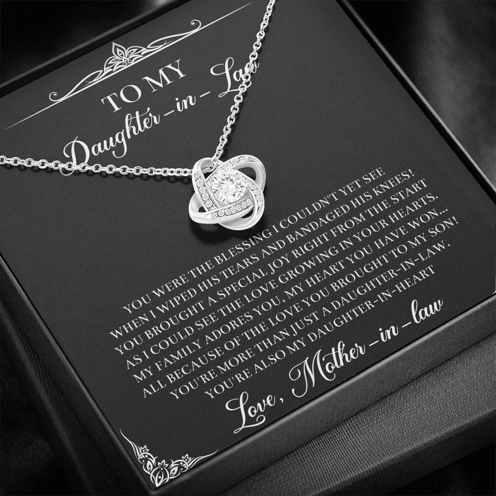 To My Daughter-in-law Gifts, The Blessing I Couldn't See, Love Knot Necklace For Women, Birthday Present Idea From Mother-in-law