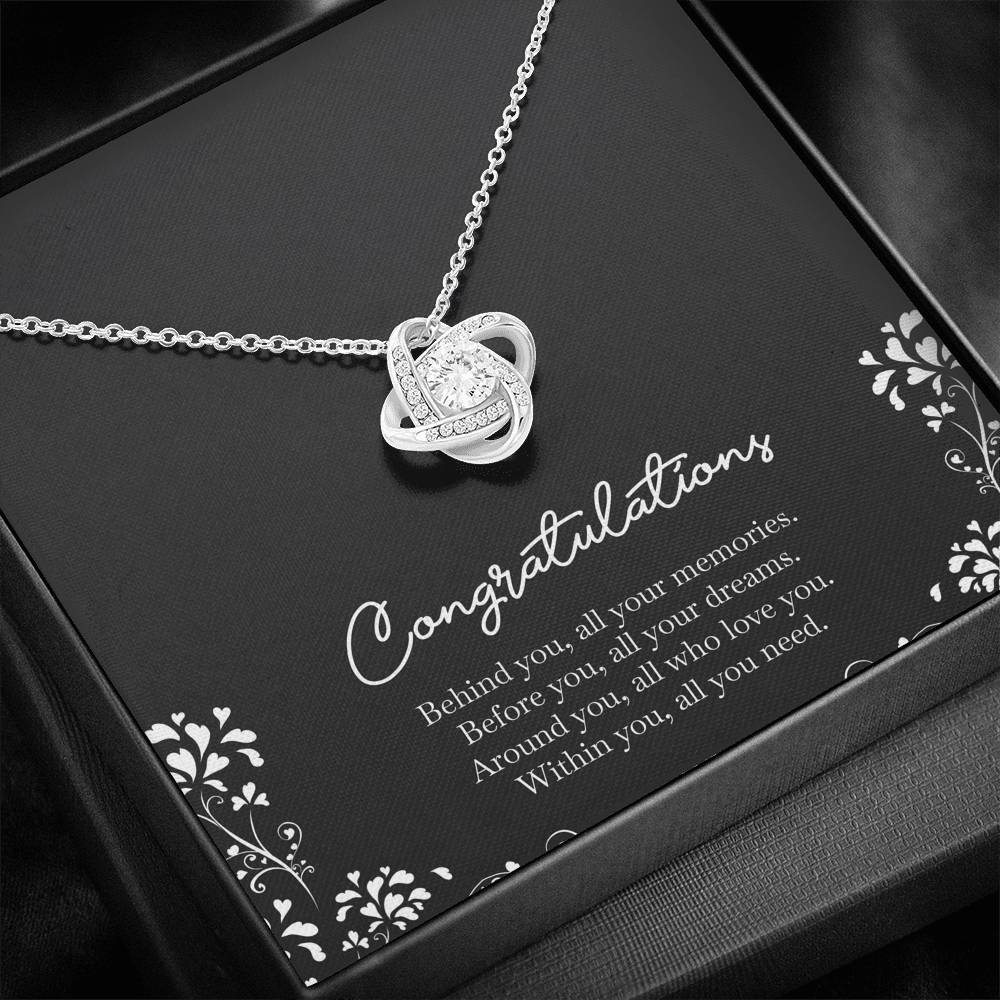 Retirement Gifts, Behind You, Happy Retirement Love Knot Necklace For Women, Retirement Party Favor From Friends Coworkers