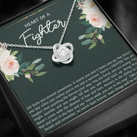 Load image into Gallery viewer, Encouragement Gifts, Heart of a Fighter, Motivational Love Knot Necklace For Women, Sympathy Inspiration Friendship Present
