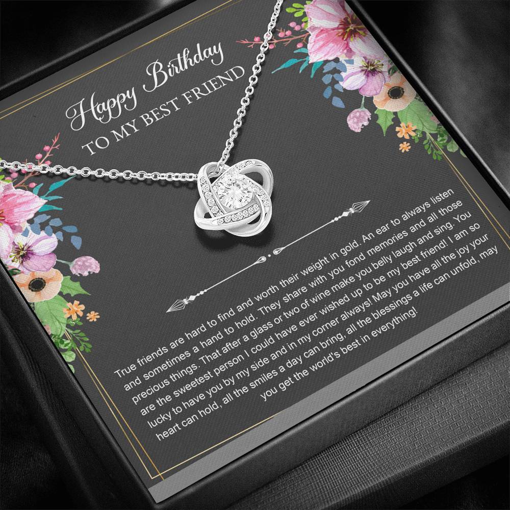 Birthday Gifts For Women, Lucky To Have You, Love Knot Necklace, Happy Birthday Message Card Jewelry For Best Friend