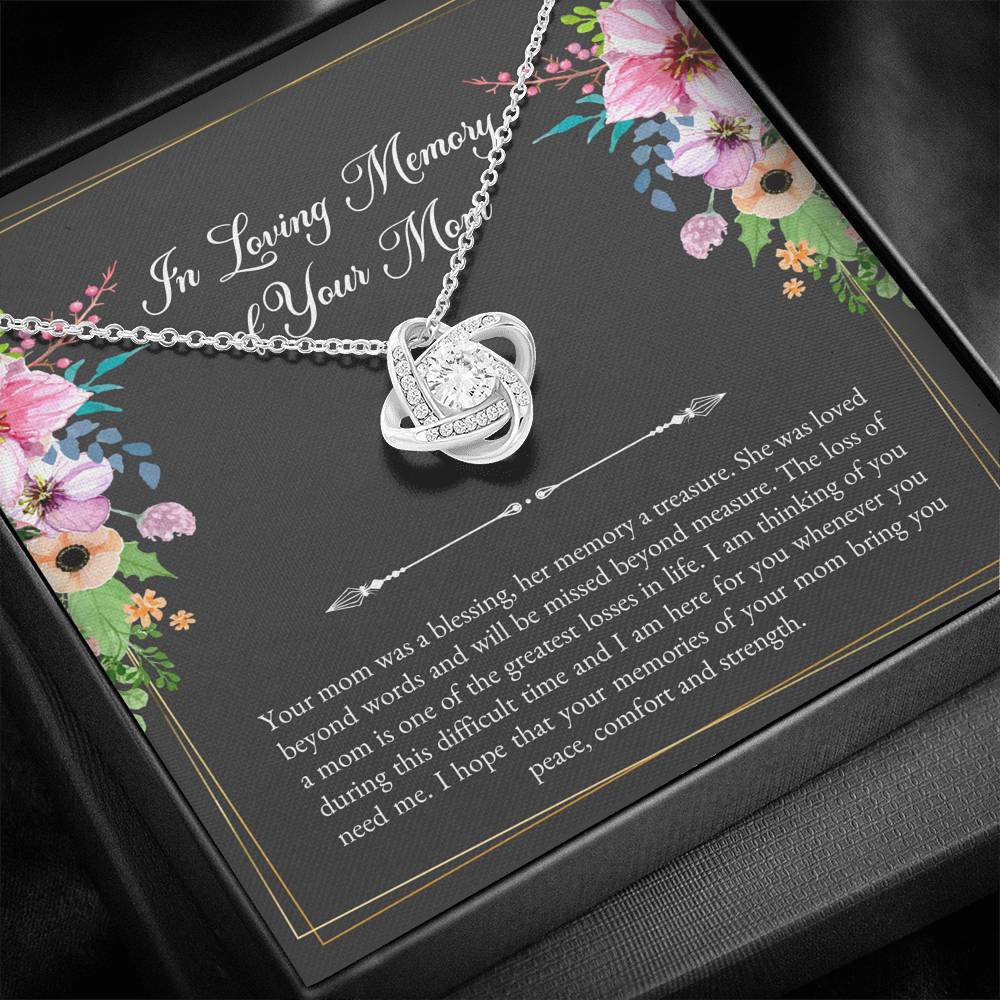 Loss of Mom Gifts, In Loving Memory, Sympathy Love Knot Necklace For Loss of Mom, Memorial Sorry For Your Loss Present