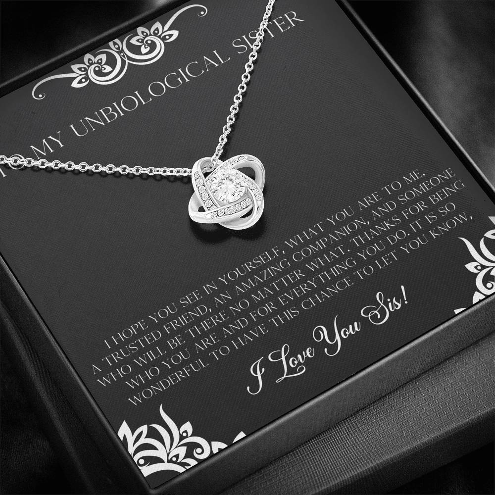 To My Unbiological Sister Gifts, I Hope You See in Yourself, Love Knot Necklace For Women, Birthday Present Idea From Sister-in-law