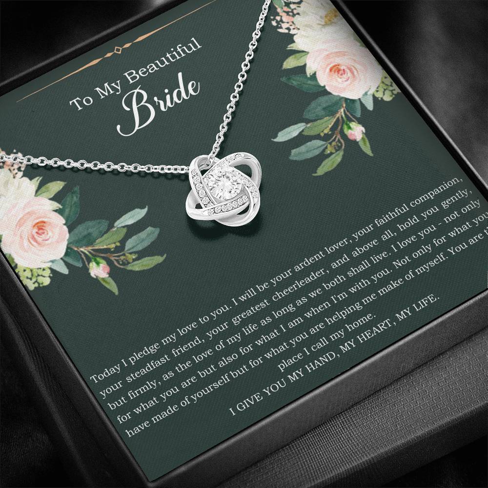 To My Bride Gifts, Today I Pledge My Love To You, Love Knot Necklace For Women, Wedding Day Thank You Ideas From Groom
