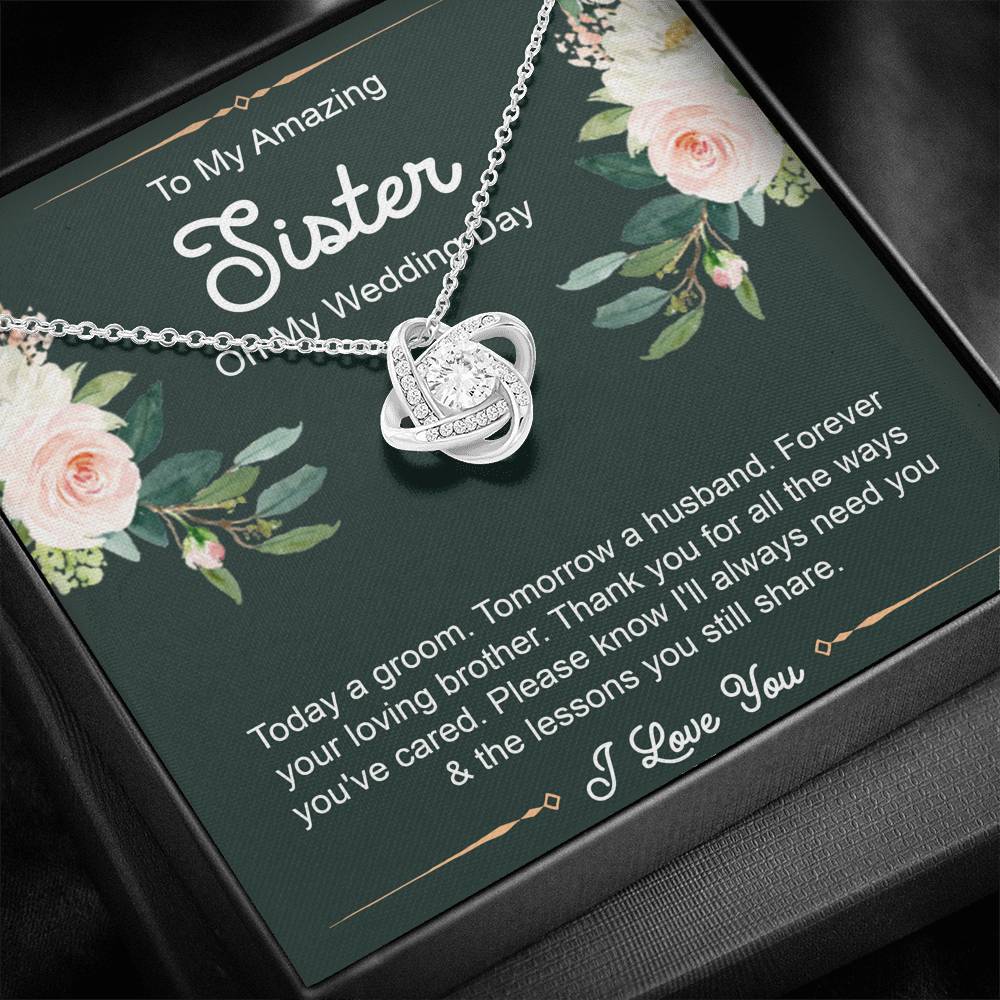 Sister Of The Groom Gifts, Forever Your Loving Brother, Love Knot Necklace For Women, Wedding Day Thank You Ideas From Groom