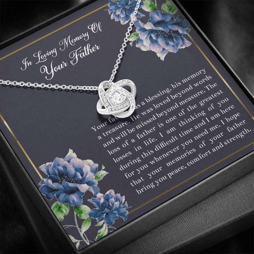 Loss of Father Gifts, In Loving Memory, Sympathy Love Knot Necklace For Loss of Father, Memorial Sorry For Your Loss Present