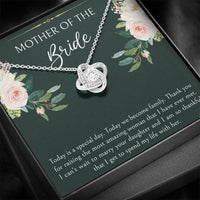 Load image into Gallery viewer, Mom of the Bride Gifts, Today We Become Family, Love Knot Necklace For Women, Wedding Day Thank You Ideas From Groom
