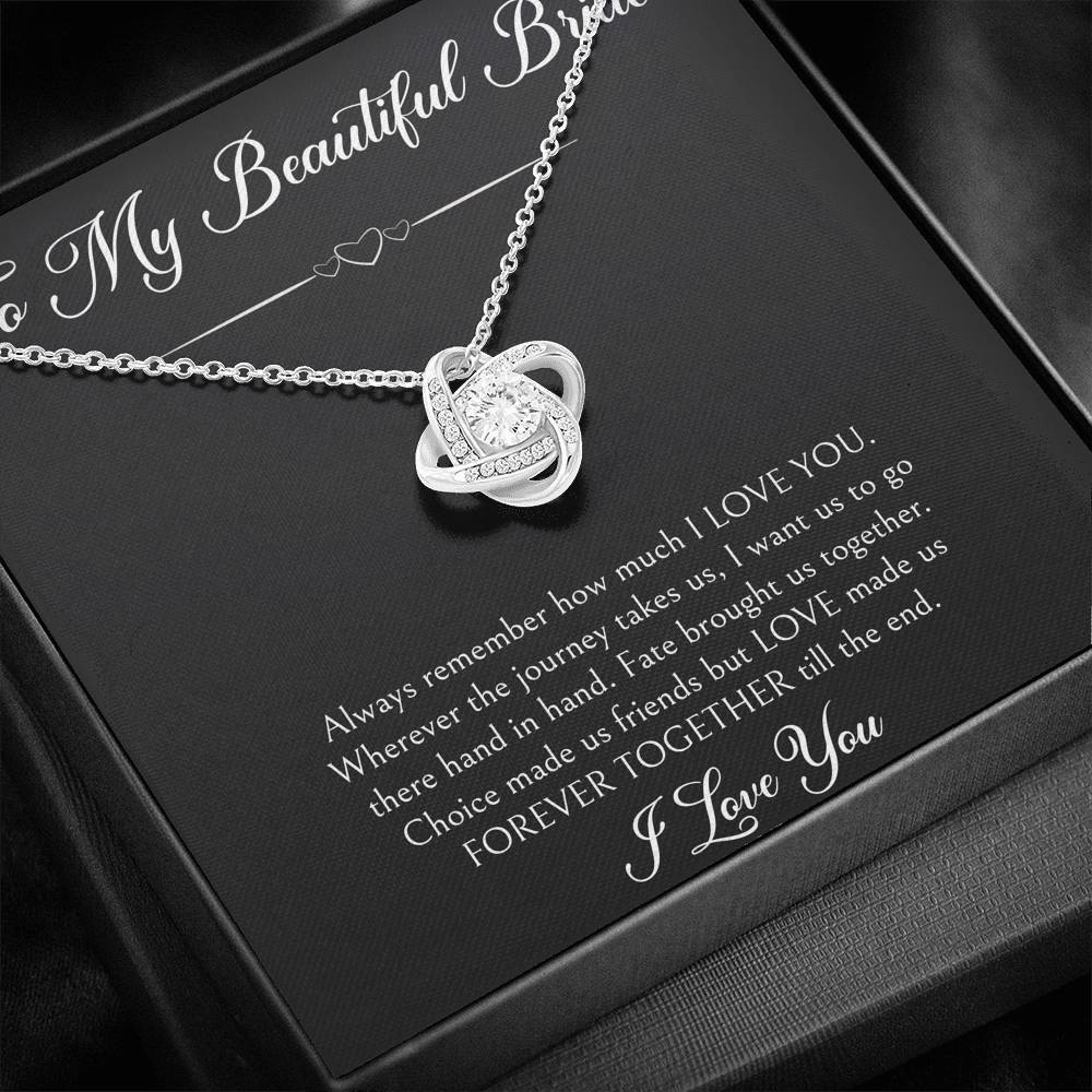 To My Bride Gifts, Forever Together Till The End, Love Knot Necklace For Women, Wedding Day Thank You Ideas From Groom