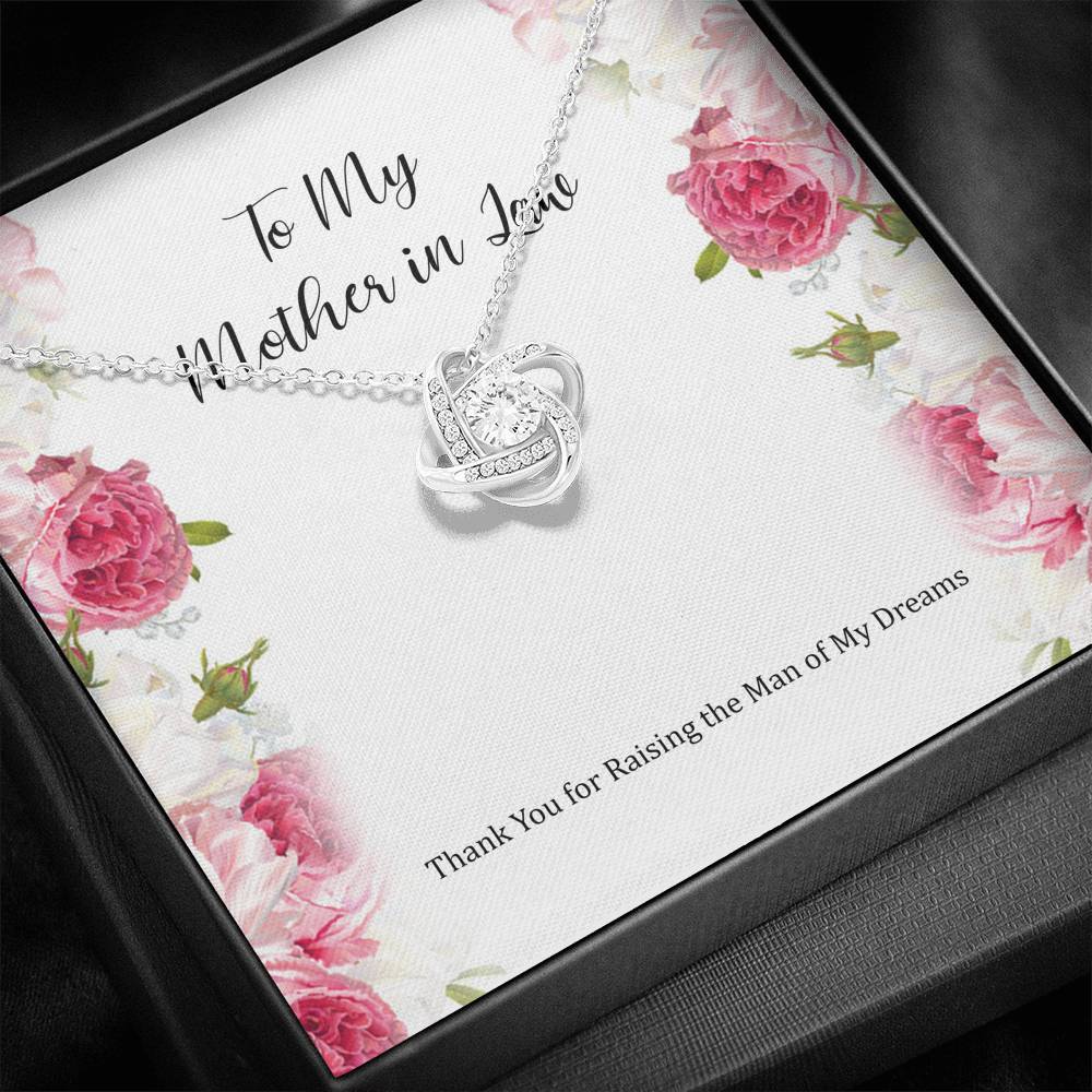 To My Mother-in-Law Gifts, Raising The Man Of My Dreams, Love Knot Necklace For Women, Birthday Mothers Day Present From Daughter-in-law